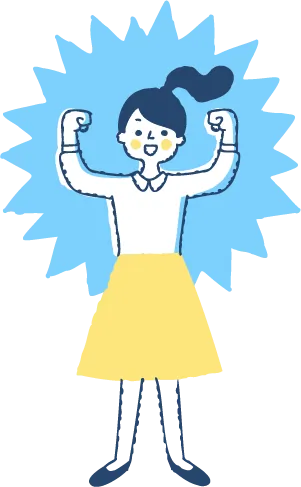 ガッツポーズをする女性のイラスト