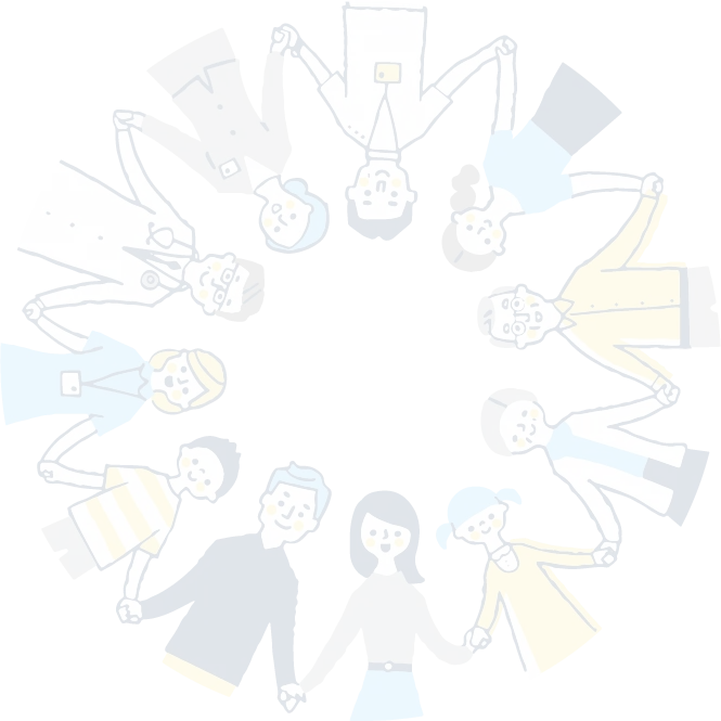 手をつないで輪になっている人々のイラスト